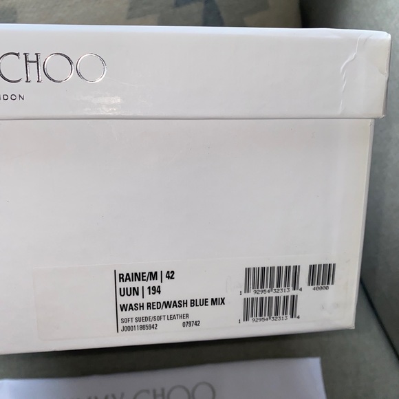 Jimmy Choo raine retro 90's sneakers wash red/blue 42 NWT - Picture 9 of 9